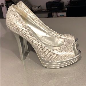 Sparkly silver heels